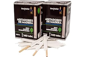 DON PALILLO - 1000 Agitadores de madera para café desechables. Envueltos individualmente. De 14 cms de longitud. Ideales para café, cócteles, bebidas refrescantes... (2)
