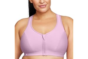 Glamorise biustonosz sportowy damski plus size, zapinany z przodu, bez fiszbin, model 9266, lawenda, 80D
