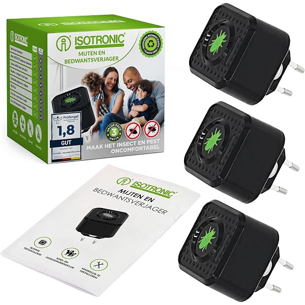 Prise Insectifuge ISOTRONIC Contre Punaises De Lit Et Acariens - Ultrasons, Set De 3, Sans Produits Chimiques