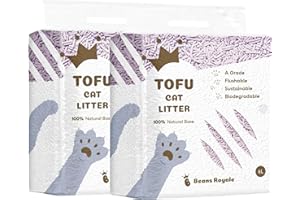Beans Royale Tofu Cat Litter 3mm Dia Clumping Kitty Litter, Flushable,Pea Fiber,Dust Free, Odor Control, Low Tracking (Lavender 2 Pack)