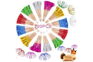 FIHODONE 200 Pièces Pique Aperitif Cure Dent, 23cm Pic Aperitif Touillette Cocktail,Feu d Artifice pic Brochette Bois, Mortier Feu d'Artifice Cure-dents Idéal pour les Fêtes Entre Amis, les Pubs