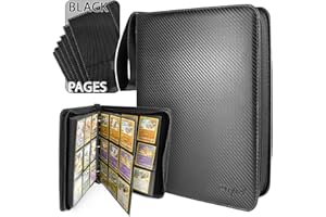 MAJILLUX Álbum Premium para Cartas de Colección - 9 Cartas por Página, Capacidad Total de 396 Cartas, Diseño Elegante con Efecto Fibra de Carbono, Álbum para Coleccionar Cartas
