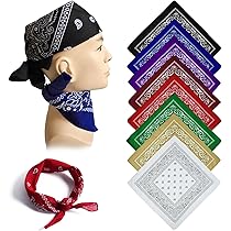 Bandana 100% Cotone Con Motivo Paisley - 22x22 Pollici, Multiuso Per Testa E Collo