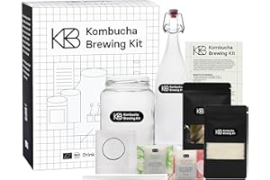 ‎ROY KOMBUCHA BREWERY BERLIN Kombucha Brewing Kit Bio, Kombucha Starter Set mit Bio-SCOBY Starterkultur und Kombucha Pilz, Gärgefäß, Bügelflasche, BioRohrohrzucker und Glasstrohhalm, handgefertigt, vegan, glutenfrei, laktosefrei