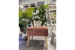 VEA SRL Pouf contenitore velluto WONDER Rosa Antico 45 * 35 * 35 cm, Pouf sgabello contenitore e pouf poggiapiedi divano, Pouf camera da letto e soggiorno 4 gambe in legno(TOW 57165)