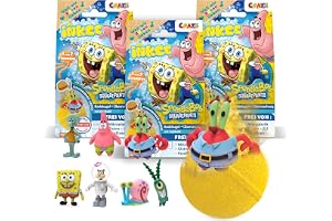 INKEE SpongeBob 3-pack – Badbomber för Barn med Överraskning – SpongeBob-Figurer att Samla – 3x Badbomber 80g med Burgargummi