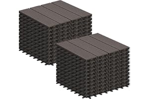 Laneetal WPC Fliesen 22er Set für 2 m², Terrassenfliesen Klicksystem, Balkonfliesen 30x30 cm, Klickfliesen Terrasse Balkon, Bodenfliesen Bodenbelag für außen, Coffee
