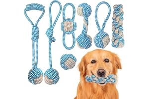 Weocar 7 Pack Puppy Rope Toys - Variety of Cotton Rope Toys for Small Dogs, Teething, Chewing & Keeping Dogs from Being Bored - Blue