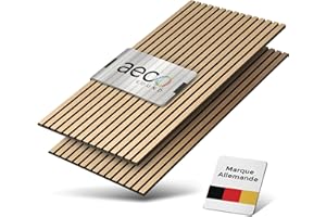 Aeco Sound® - Panneaux Acoustiques En Bois, 2 Pièces De 120x60 cm (= 1,44m²) - Feutre Acoustique (Noir) & Placage En Bois Véritable (Chêne) - Revêtement Mural 3D, Isolation Phonique