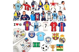 Oirigaga Schuh Charms für Clogs, Fußballstar Schuhanstecker DIY Schuhanhänger, Fussball Schuh Pins Stecker Aufstecker Anstecker Set, Abnehmbare PVC Shoe Deko Zubehör für Kinder Jugendliche Erwachsene
