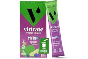 Electrolytes Powder Minis - Hydration Sachets with Vitamins & Electrolytes For Kids - Zero Sugar Hydration Powder No Artificial Sweeteners & Preservatives by ViDrate - Apple & Blackcurrant, 30 Sachets