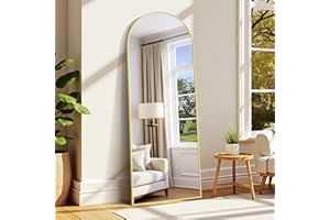 WOLIBEER Großer Ganzkörperspiegel 165x60 cm XXL Standspiegel und Wandspiegel mit Goldrahmen aus Aluminium Sicherer Stabiler Deko-Spiegel für Wohnzimmer Schlafzimmer Flur Schmink