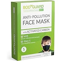 BodyGuard Reusable Anti Pollution Face Mask with Activated Carbon, N95 + PM2.5 for kids - Small (Black)