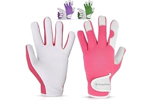 NickyPicky Leather Gardening Gloves for Men and Women - Breathable Thorn Proof Gardening Gloves - Multipurpose Construction, Woodworking, Welding Gloves - Heavy Duty Work Gloves - Gardening Gifts