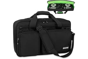 OUUTMEE Bolsa de transporte para controlador de DJ, funda de transporte para controlador de DJ, bolsa protectora de DJ con correas para el hombro, apta para Pioneer, Black, S-52 x 30 x 10CM