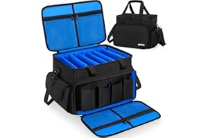 OUUTMEE Sac pour Câbles DJ, Étui de Rangement pour Câbles DJ avec Séparateurs Amovibles, 1680D Sac de Transport pour Équipement de DJ, Accessoires de Musique (en Bleu, Taille Petit)