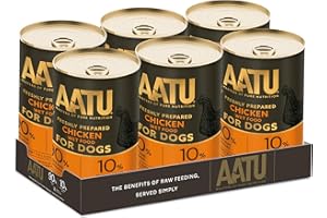 AATU 90/10 Wet Dog Food in a Tin - Chicken (6x400g) - Grain Free Recipe - No Artificial Ingredients - Good for Low Maintenance Feeding. (Packaging may vary).