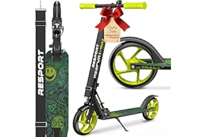 RE:SPORT® Cityroller für Kinder & Erwachsene mit Klingel & Tragegurt | Tretroller Scooter höhenverstellbar & klappbar bis 100 kg | Kinderroller große Räder Kickscooter Kickroller