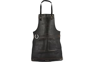 Leathershire Dark Brown Full Grain Leather Apron Butcher -Cook -BBQ -Cooking - Wood work - Cheff - BBq Grill Gift