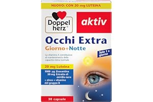 Occhi Extra - con 20mg Luteina, Zeaxantina, Zinco e Mirtillo nero - 30 capsule - Integratore per la Salute della Vista - Giorno + Notte - Doppelherz