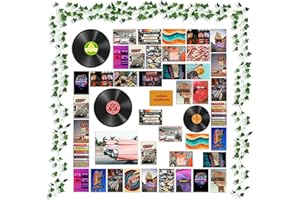 GROBRO7 48Pcs Retro Record Aesthetic Picture for Wall Collage, Indie Room Decor, Art Posters for Dorm Wall Decor, Wall Art Prints for VSCO Girls Boys, Party Photo Display, Bedroom Decor for Music Lovers