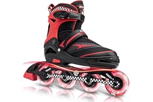 Ruthfot Verstellbare Inline Skates für Kinder Jungen und Mädchen, Leucht-Skates für Kinder von 6-12 Jahren Outdoor-Leuchtpatinen für Frauen und Männer