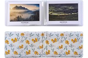 WEYEAH Petit album photo de 10x15 cm, couvertures en cuir végétalien doux au toucher avec impression unique et belle, 32 poches intérieures robustes et transparentes (style 3)