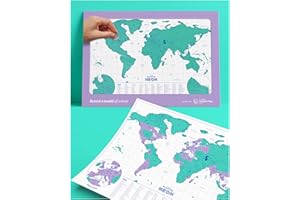 Luckies Mapa zdrapywania neonowa, mapa podróży i zdrapka, mapa świata A3, mapa do zdrapywania mapy świata, mapa podróży, do zdrapywania podróży, mapa świata, zielona