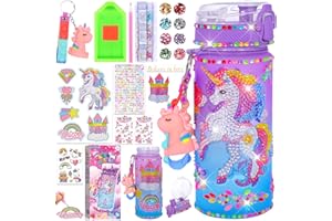 SaiXuan Licorne Gourde Fille DIY 600ml à Personnaliser avec Kit de Loisir Créatif, Diamond Painting Jeux Enfant 2-6 Ans, Cadeau Créatif