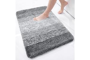 Homaxy Mjuk fluffig badrumsmatta 51 x 76 cm, grå | Absorberande, halkfri, hög lugg, mikrofiber, tjock, maskintvättbar, för du
