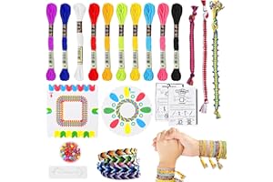Yoirzit Set di nastri dell'amicizia, braccialetti dell'amicizia, fai da te con perle, filo di cotone, tavola tessuta, istruzioni illustrate (lingua italiana non garantita), per bambini a partire dagli