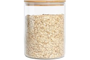 ComSaf Tarro de vidrio con tapa hermética (101FL OZ/3 Litros), recipiente grande de almacenamiento de alimentos de vidrio con tapa de bambú, recipiente de vidrio para almacenamiento de Kithen