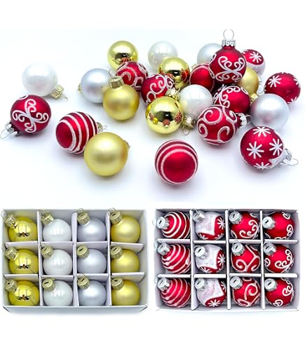Palline di Natale in vetro 2 cm, 25 pezzi, opache e lucide, mini
