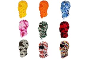 Michear Winter Beanie Hat Men Warm Fuzzy Knitted Balaclava Distressed Full Face Ski Mask Windproof Knitted Fuzzy Balaclava Ski Balaclava