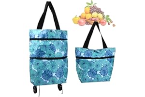 XIANYNOW Versátil Carrito de Compras 2 en 1, Bolsa de Compras Plegable con Ruedas, Carrito de Compras Plegable para el Hogar y el Supermercado, Capacidad Máxima de Carga de 20 kg
