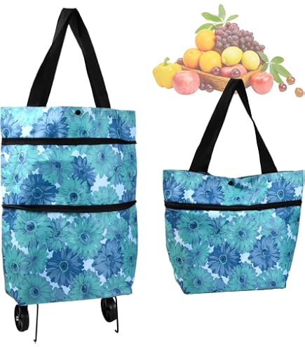 Tissu Oxford Chariot De Courses Pliable Beowanzk - Sac à Roulettes Tissu Oxford Chariot De Courses Pliable Beowanzk - Sac à Roulettes