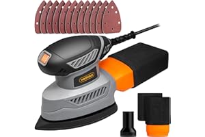 VonHaus Detail Sander - 130W Electric Sander for Wood with Dust Collector, 12PCS Sandpaper - 13000RPM, Compact & Ideal for Tight Space Sanding, Home Improvement - Ergonomic Design Handle