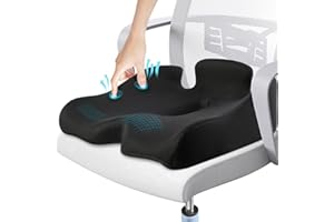Benazcap Cojín de Asiento de Espuma viscoelástica, Reduce la ciática, Alivia el Dolor de Espalda, Adecuado para Coche, Silla de Ruedas, Silla de Oficina y Silla de Juego, Negro