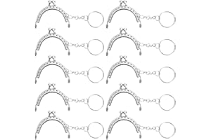 MENGH-SHOP Chiusura a Telaio in Metallo Retrò Portamonete Chiusura Semicircolari Bacio Blocco con Portachiavi per Fabbricazione di Borse DIY 10 Pezzi (Argento)