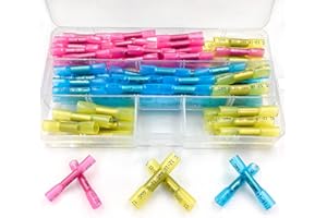 100 Stks Lötverbinder mit Schrumpfschlauch Stoßverbinder Set,Wasserdichte Lötdrahtverbinder Schrumpfschlauch Stoverbinder Set Rot*40 - Blau*40 - Gelb*20 Lewttyer