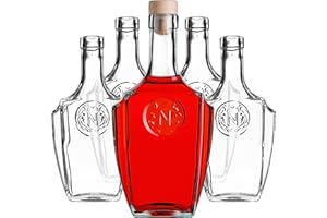 KADAX Lot de 5 bouteilles en verre de 500 ml avec bouchon en liège - Bouteilles vides à remplir - Bouteilles à liqueur en verre - Bouteilles d'alcool pour liqueur, huile et vinaigre