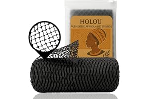 HOLOU XL African Net Sponge Authentic – Real Exfoliating Net Sponge with Knots for a Deep Clean – 100cm x 30cm Body Scrubber for Smooth Skin, Back Scrubbing, Daily Shower Routine & Traditional Bathing