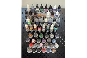 GENERIC Pegboard Paint Pot Holder, Compatible with IKEA SKADIS, Compatible with Vallejo/Army Painter Paint Brand, 8 Pots/Rack, Max 25mm O.D. Bottles (2, Black/White) (Citadel White)