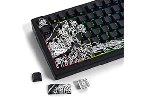 ‎LQXQ LQXQ 131 Tasten Keycaps PBT, Custom Keycap Cherry Profile Shine Through, Wave of Kanagawa Double Shot Keycaps Side Print, Dye Sub Keycap Set, Schwarz