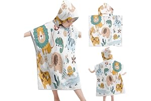 POWGLASS Badeponcho Kinder mit Kapuze, Badeponcho Badetücher Kind Poncho Handtuch 65 x 75 cm, Baby Handtuch Poncho Frottee, Kind Strandtücher Poncho Saugfähiges Kapuzenhandtuch für Strand Schwimmen Dusche
