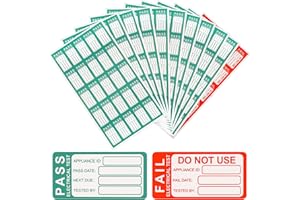 DEEPTON Pat Testing Stickers, 250 PCS Pass & 25 PCS Fail Pat Testing Labels, Green and Red Test Labels for Electronic Portable Appliance Safety Test(1 * 1.6 in)