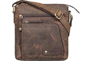 STILORD “Cameron” Borsello Pelle da Uomo Modello Piccolo Borsa a Tracolla Vintage in Cuoio per Città Spiaggia Festa Concerti Colore:porto - cognac
