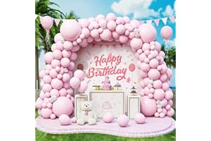ROXISTAR Palloncini Rosa Pastello, 143 Pezzi Dimensioni Diverse Macaron Rosa Chiaro Arco Palloncini Kit con Nastro per Ragazze Donne Festa di Compleanno Baby Shower Fidanzamento Matrimonio Battesimo Nuziale