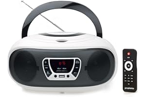 Grouptronics GTCD-501 Stereo BoomBox Portable CD Player Radio With USB, MP3 Player & AUX IN for Smartphone & Tablet White