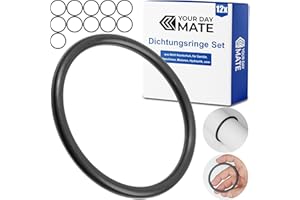 YOUR DAY MATE Dichtungsringe Set, 12 Stück, AD Ø 70 mm, ID Ø 60 mm, Dicke 5 mm, in Schwarz, aus Nitril Kautschuk, Gummiringe für Reparatur von Sanitär, Maschinen, Motoren, Dichtungsset Gummi O-Ring, Flachdichtung